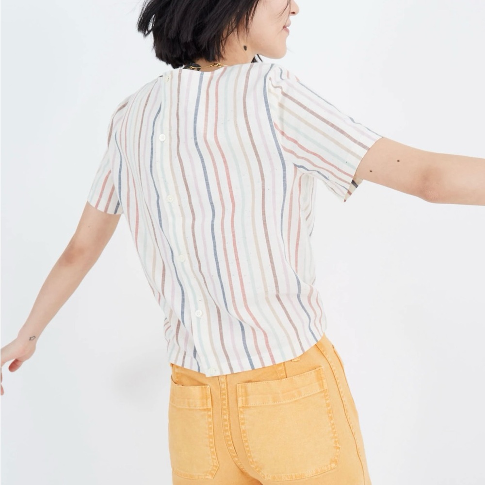 Madewell Multicolor Striped Tie-Front Blouse